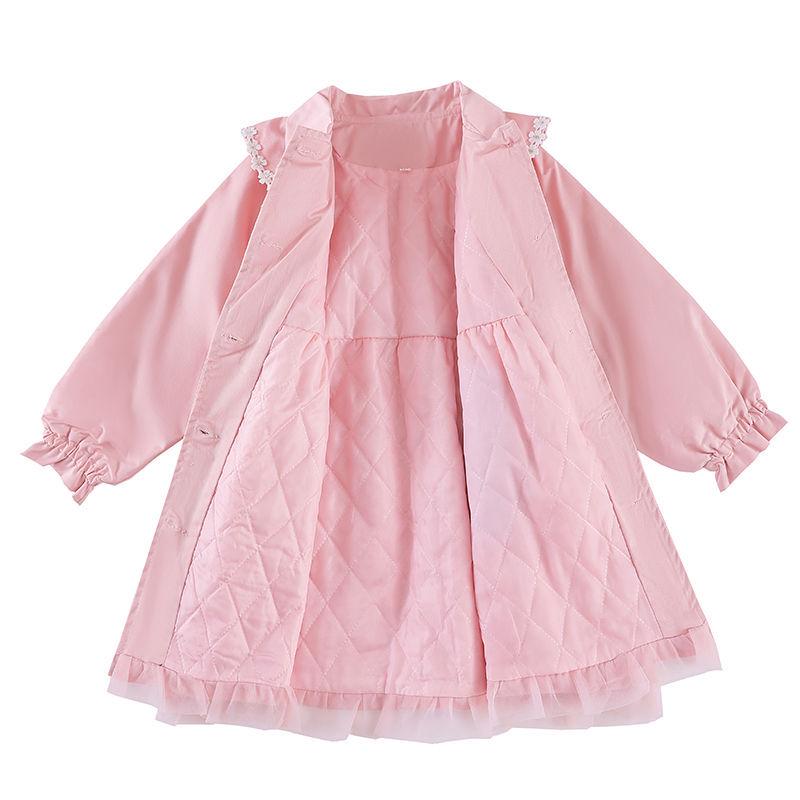 2025 Stylish Waist-Cinching Loose Autumn/Winter Thick Cotton Trench Coat for Girls