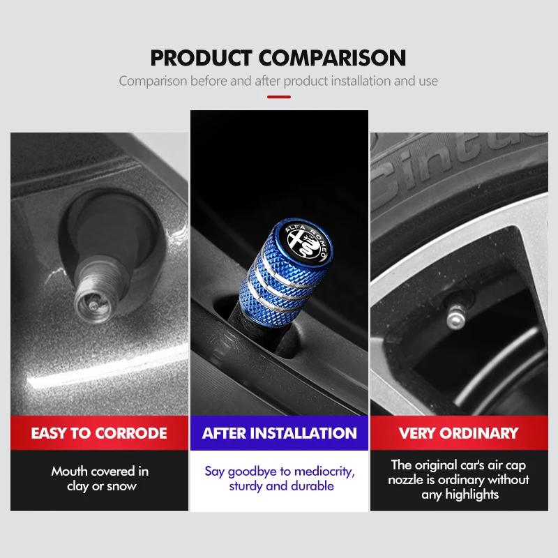 Car Stickers For Alfa Romeo Car Wheel Tire Valve Caps Tyre Rim Stem Covers Airdust Waterproof For Alfa Romeo GT Stelvio F1 Brera