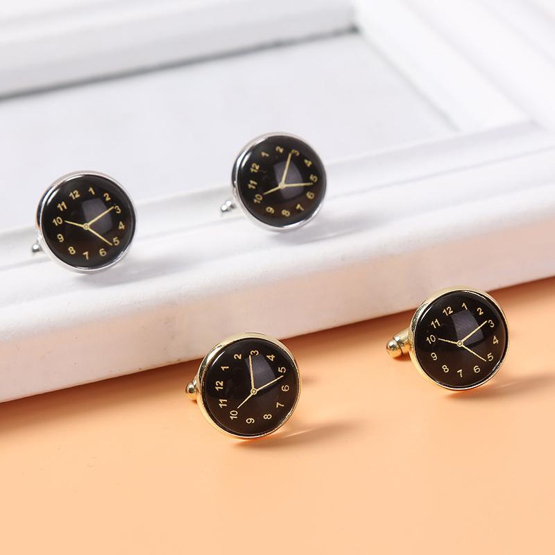 

Мужская рубашка, запонки, пуговицы на рукавах, круглые часы из сплава, декоративные аксессуары