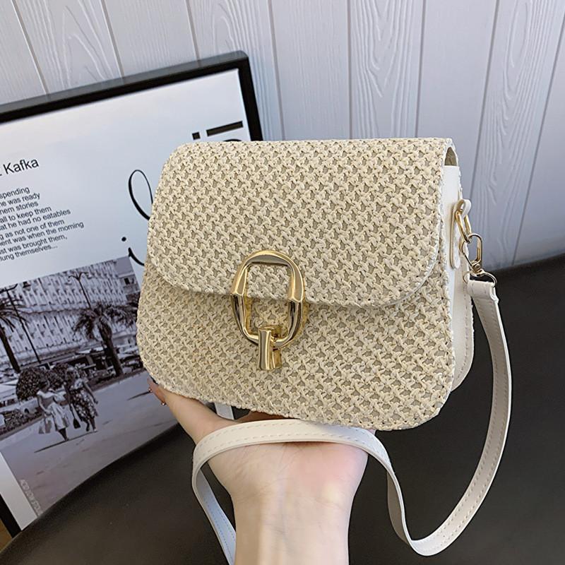 

2024 New Fashion Vacation Style Woven Small Square Bag Leisure Single Shoulder Crossbody Bag Minimalist Solid Color Women s Bag белый