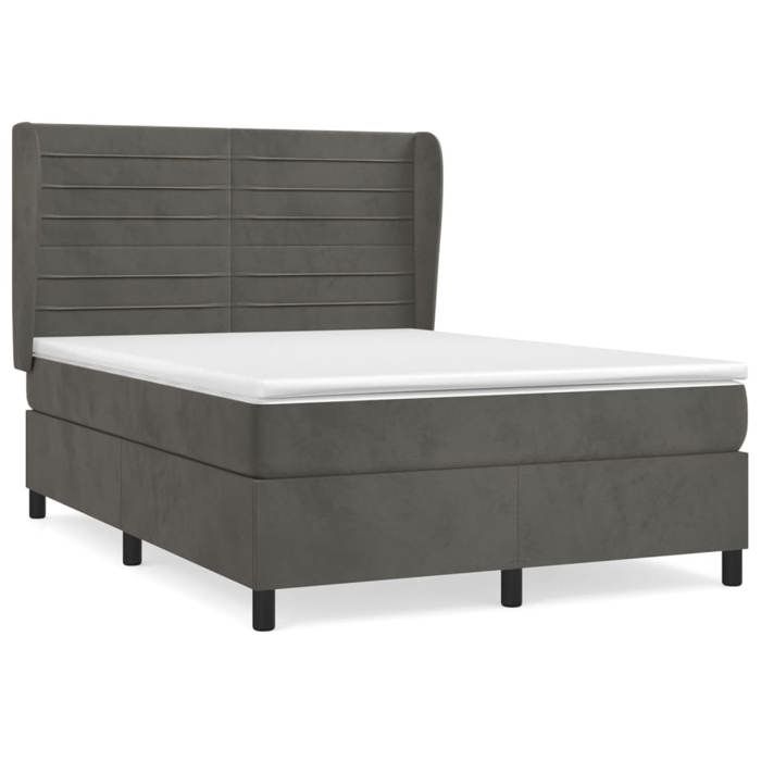 3129268 vidaXL Divan-lit Et Matelas Gris Foncé 140x190cm Velours