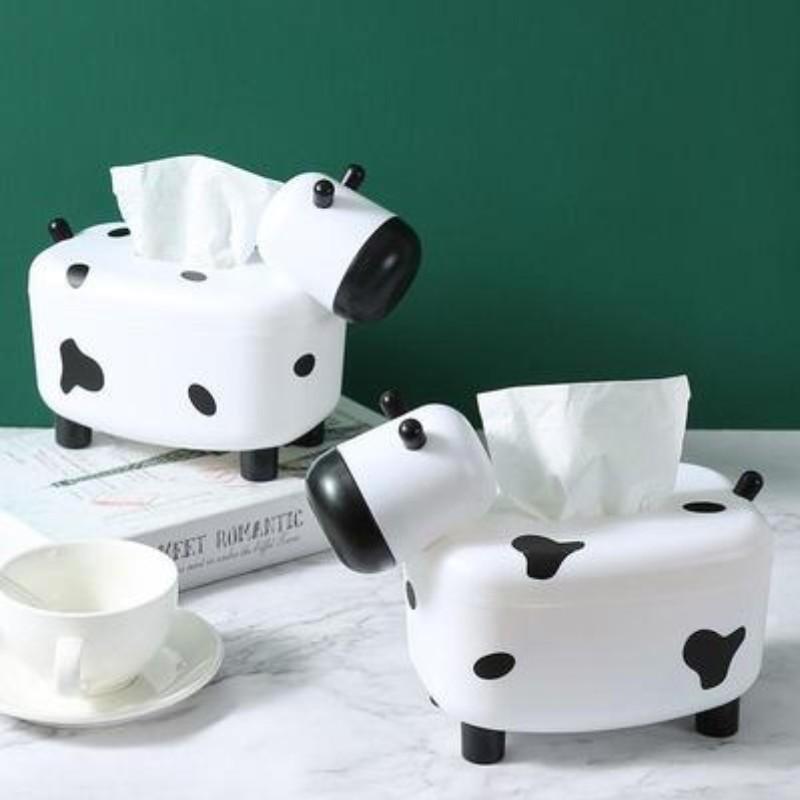 Creative  Cute 2 in 1 Cow Tissue Box Toothpick Boxes Holder Dispenser Wipes Case Container Car Napkin Holder Box