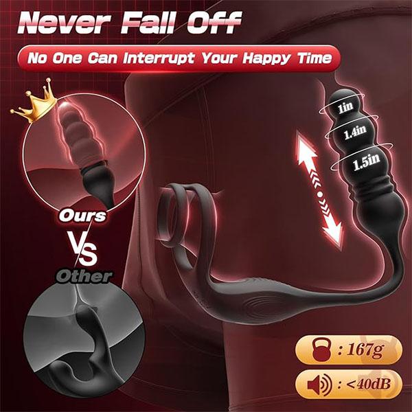 Prostatamassagegerät, vibrierender Penisring, Prostatavibrator, Spielzeug für Erwachsene mit Fernbedienung, 10 vibrierende Stoßmodi, Sexspielzeug für Männer, Paarspiel