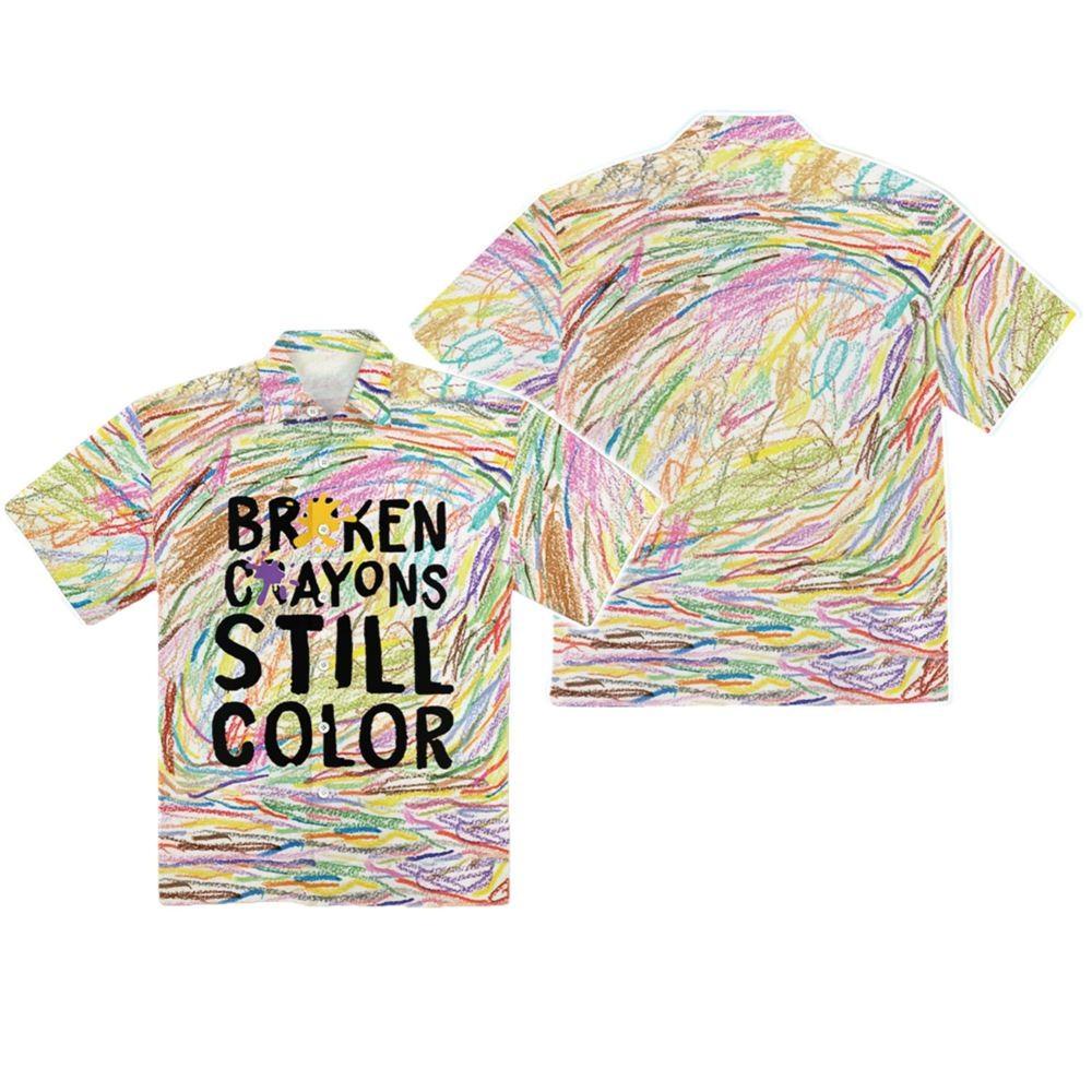 Men’s Broken Crayons Still Color Print Button-up Shirt Unisex T-Shirt XXXXL