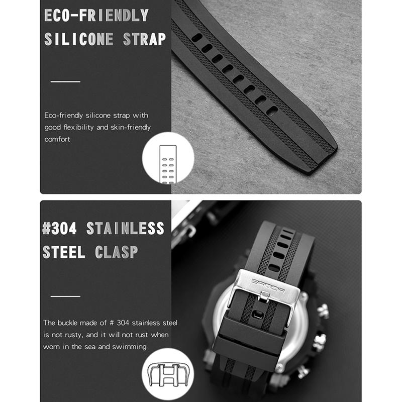 Nové SANDA Smart multifunkční dvoudisplejové světelné elektronické hodinky Vodotěsné pánské hodinky pro outdoorové horolezectví