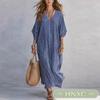 HNXC Women's Fashion Summer Spring Short Sleeve V-Neck Solid Color Print Casual Dresses Classic Exquisite