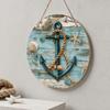 Decorative Hanging Sign Lightweight Wooden Wall Art Sign with Marine Elements Rudder Lifebuoy