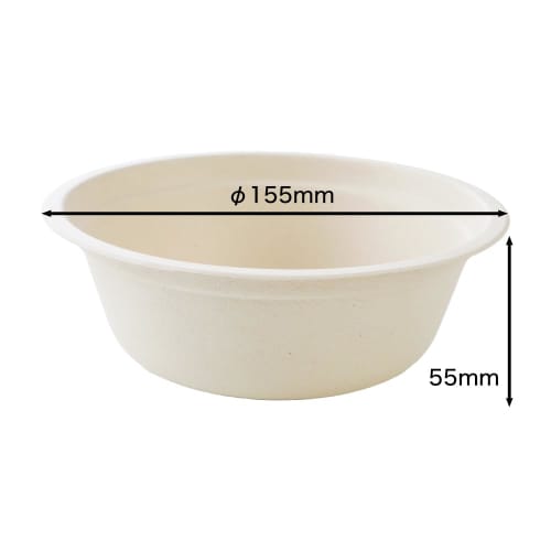 ECO&BASIC Paper Plates and Bowls, Medium, 15cm (approx. 630ml), Pack of 50, Disposable, Microwave-Safe, Made with Unbleached Bagasse, Stylish, Stain-R