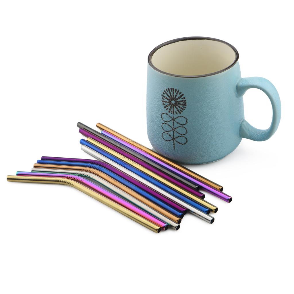 Fruit Juice Straws Mini 160mm Short Rainbow Stainless Steel Metal Straws Straight Bend Reusable Drinking Small 4Straw 1prush