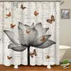 Lotus Shower Curtain BlackWhite Flower Magic Elegant Floral On Black Background Modern Simple Unique Art Women Bathroom Curtain