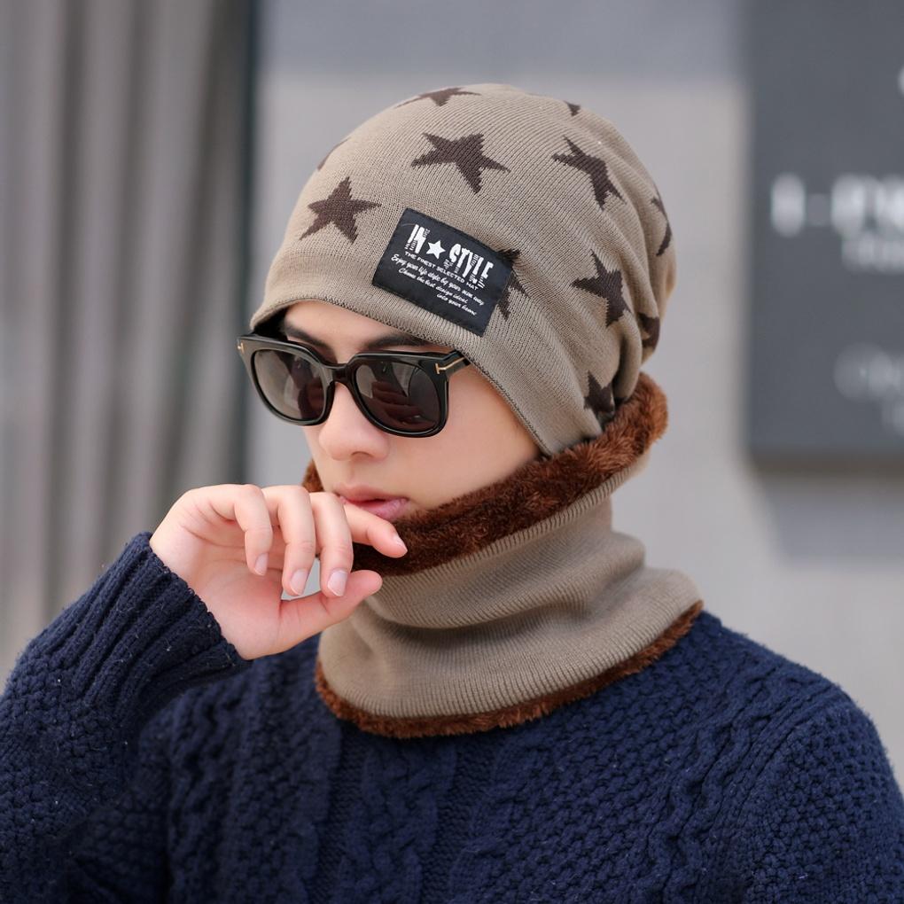 Winter Cold Weather Gear Neck Warmer, Mock Toshi Beanie Set, Beige for Men