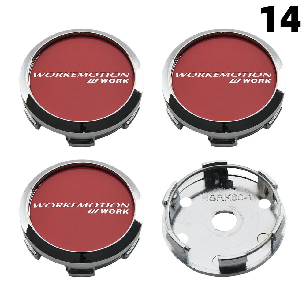 4PCS OD 60MM / ID 56MM Cap For Rims WORK EMOTION EQUIP MEISTER VS Emblem Wheel Center Cap Sport Car Logo Wheel Cover Hub Caps