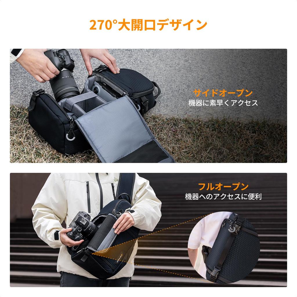 K&F Concept Camera Bag Sling Bag Camera Shoulder Bag Large Capacity Two Compartments Side Access Adjustable Direct from Japan