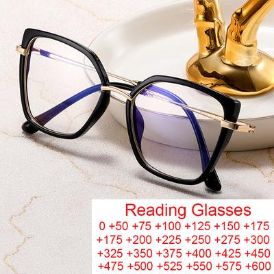 Lunettes de lecture anti-lumière bleue pour femmes avec correction Monture en métal ultra-légère TR90 Lunettes de mode à dégradé Lunettes pour ordinateur