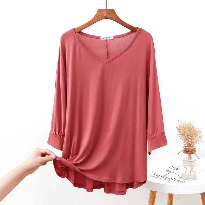 

Женская рубашка большого размера свободного кроя с V-образным вырезом и рукавами летучая мышь для весны/лета Extra Large