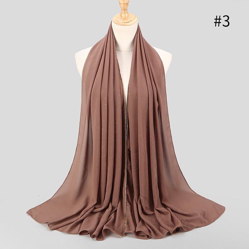 Lain Pearl Bubble Chiffon Diamond Rhinestone Shawl Scarf High Quality Shimmer Beads Headband Wrap Foulard Muslim Hijab Sjaal
