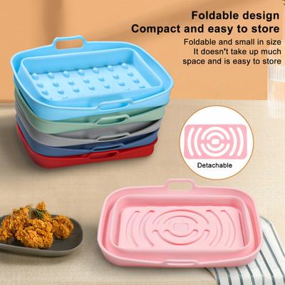 Katlanabilir Air Fryer Astarı Silikon Air Fryer Sepeti Yükseltilmiş Kenarlı İç Parça Evrensel Pişirme Tepsisi Mutfak Pişirme Aksesuarı