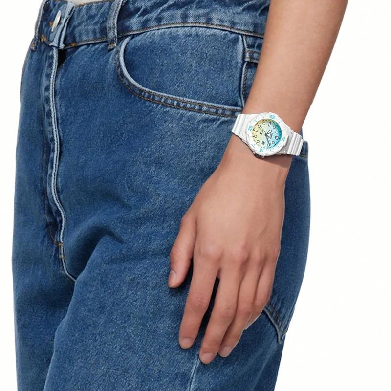 Casio YOUTH Series-LRW Disc Three-Needle Summer Ice Cream Macaron Gradient Dial 100 M Waterproof Quartz Movement Resin Strap Japanese and LRW-200H-2E2