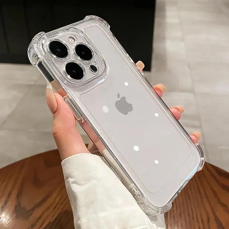 Luxury Shockproof Clear Phone Case For iPhone16 15 14 13 12 11 Pro Max XR Plus Silicone Bumper Transparent Hard Back Cover
