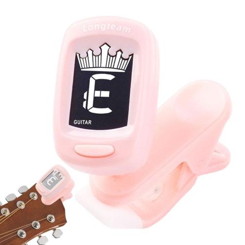 Pink Ukulele Tuner - Clip-on Guitar Tuner, Chromatic Tuner for Acoustic Guitar | Portable Ukulele Tuner, Violin and Bass Tuner with Guitar Capo, Digit