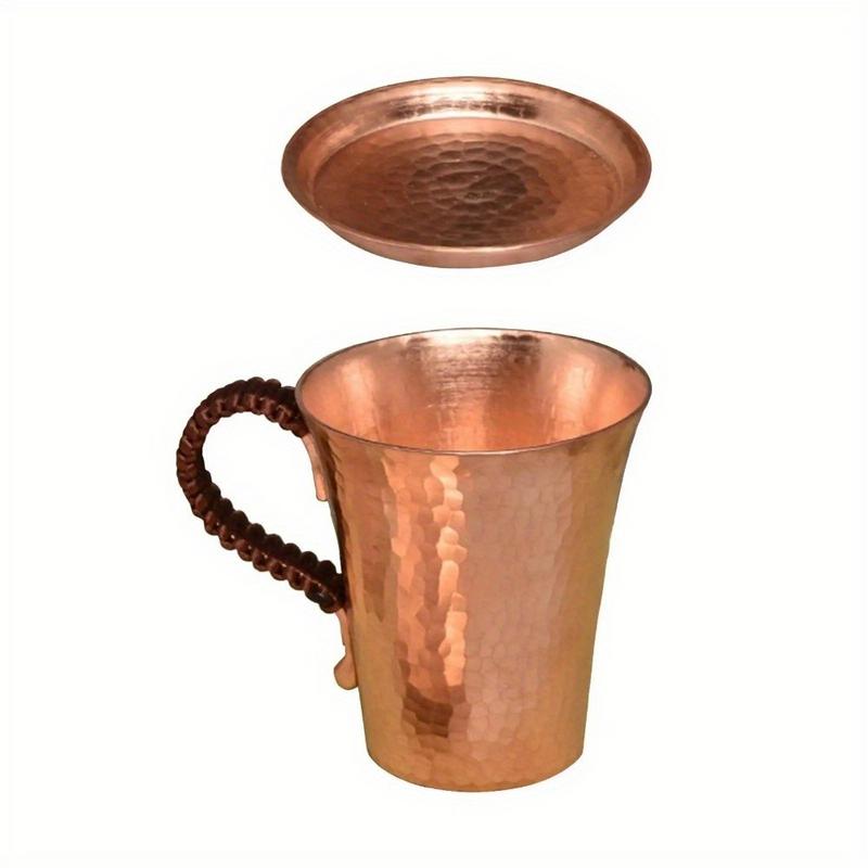 Tazza Moscow Mule in Rame Martellato da 350ml, Tazza da Birra, Tazza da Caffè in Rame Puro con Coperchio
