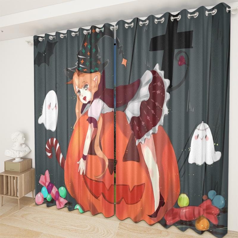 Halloween Vorhangstoff Schlafzimmer Wohnzimmer Balkon Verdunkelungsvorhang Büro Hotel Isolationsvorhang