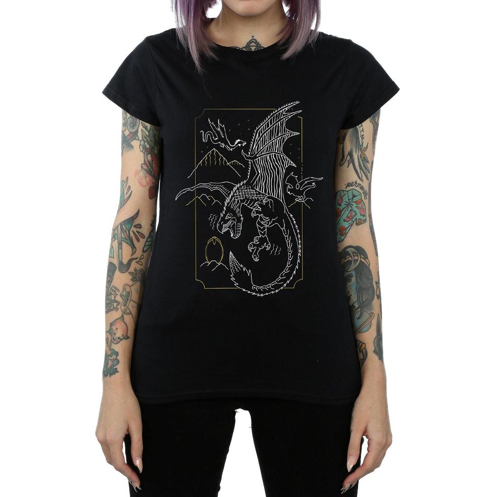Harry Potter Womens/Ladies Dragon Line Art Cotton T-Shirt