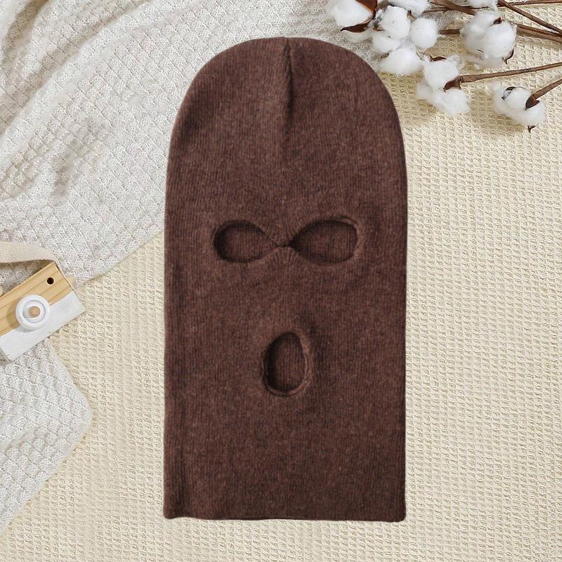 Warm cycling headgear Three-hole knitted hat Outdoor wool hat Outdoor windproof ski hat