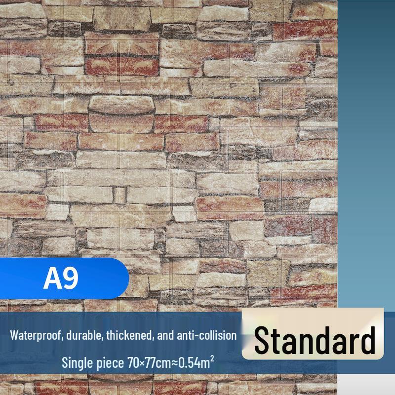 Retro 3D Brick Pattern Self-Adhesive Moisture-Proof Wallpaper Sticker