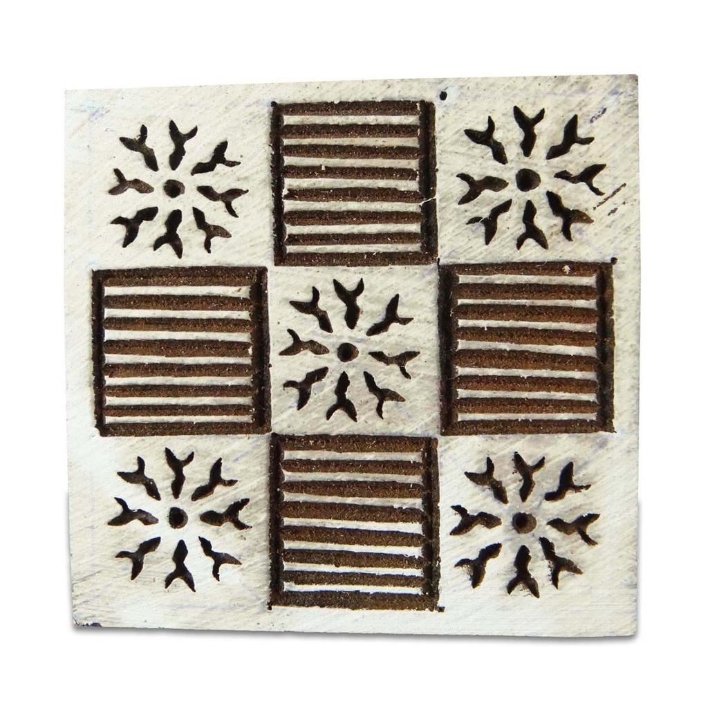 Indian Wooden Textile Stamps Wood Printing Block Floral Stamp Decorative
