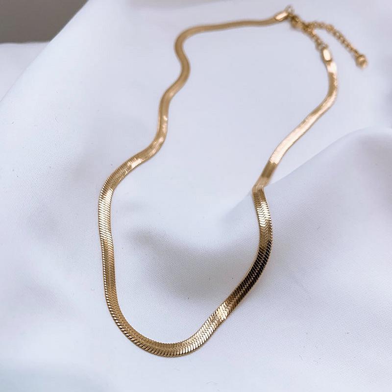 Titanium Steel Gold Brick Necklace for Women - Luxury 2025 Style, High-End Sweater and Collarbone Chain, Non-Fading.