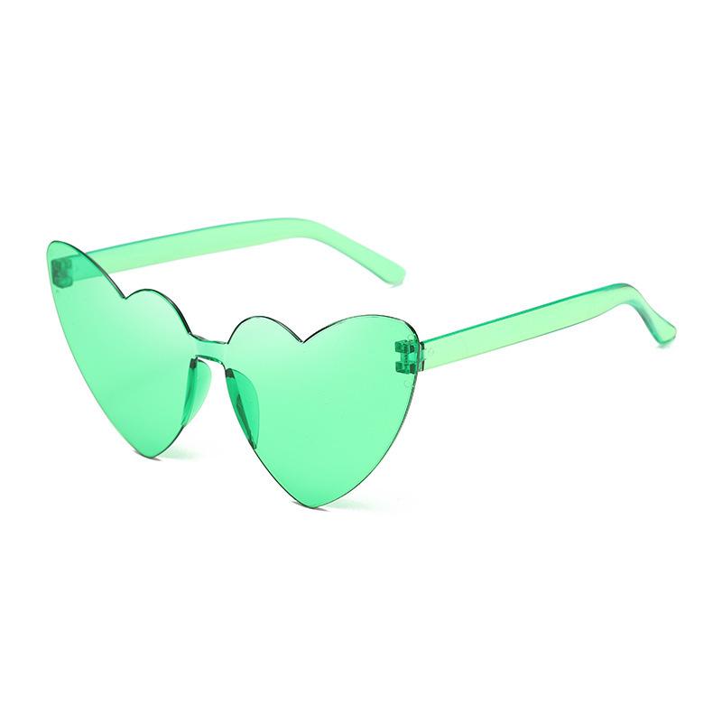 Amazon Thin Peach Heart Sunglasses Jelly Color Rimless Heart-Shaped One-Piece Glasses Candy Color Love Sunglasses
