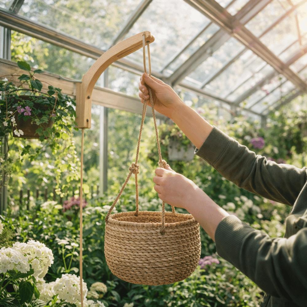 2PCS Wall Mounted Wooden Plant Hanger Farmhouse Style Hanging Flower Pot Hook  Indoor Outdoor