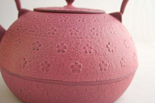 Ikenaga Iron Works Nanbu Iron Kettle, Gardenia and Sakura Design, Pink