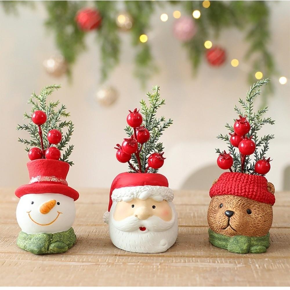 Kunstbeeren-Bonsai aus Harz, Bär, Weihnachtsmann-Ornamente, Tischdekoration