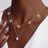 Necklace - Imitation Pearl Flower Pendant String Bead Layered Necklace for Women, Golden, Exquisite, Collar Chain