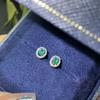 100% Natural Emerald Stud Earrings Luxury Style 3*4 Mm 925 Silver Colombian 0.5ct