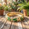 Färgglatt Vintage Cloisonné Armband Emalj Blommig Traditionell Blomma Kristallarmband Kinesiskt Ihåligt Armband för Kvinnors Hand