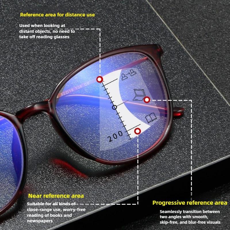 Progressive Multifocal Presbyopia Glasses Anti Blue Light HD Reading Glasses for Men and Women Fashion Luxury