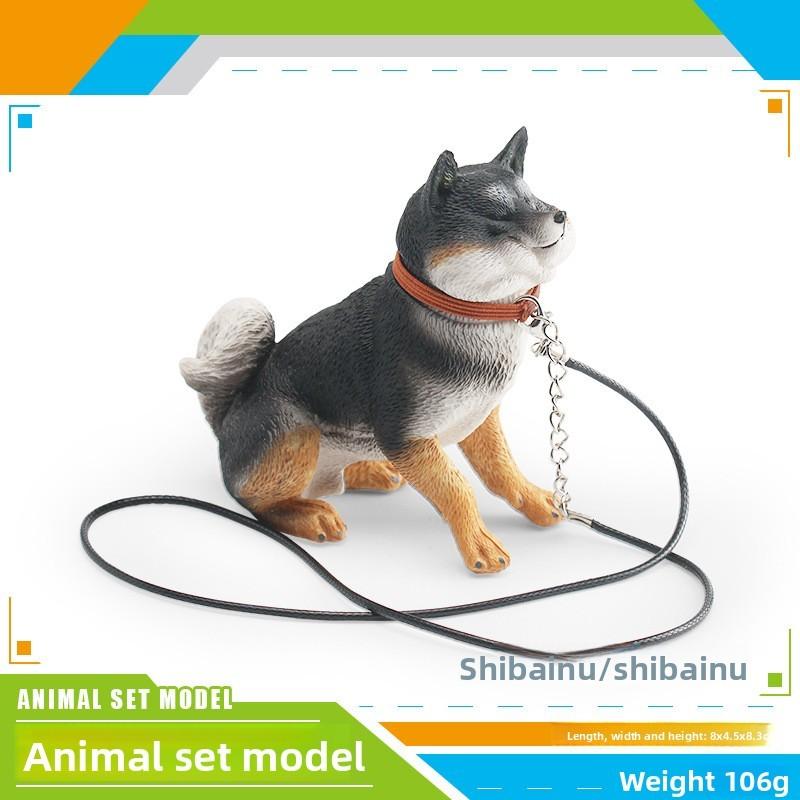 

Пластиковая игрушка-модель собаки для питомца с поводком для домашнего декора и коллекции чёрный