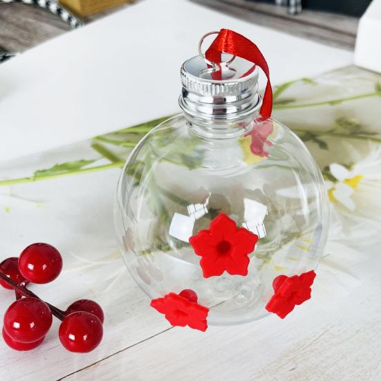 Hängender Kolibri-Futterspender Rund Klar Außen Kolibri-Wasserspender mit 3 Blütenöffnungen