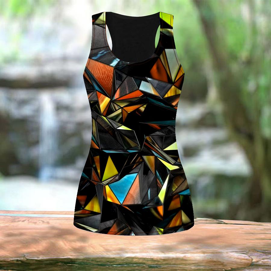 

Женские летние спортивные рубашки с 3D полихромным треугольным принтом для занятий йогой и тренажерным залом, жилеты больших размеров 8XL жёлтый