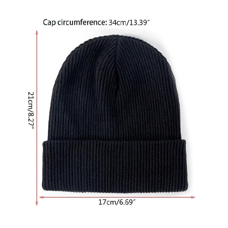 Warm Knitted Wool Cap Unisex Beanie Stretch Thick Knitted Cap for Cold Weather