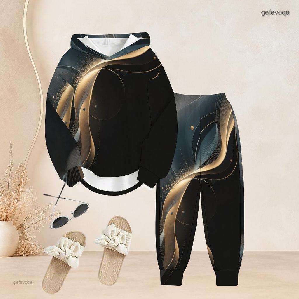 Women Plus Size Two Piece Set Hooded Long Sleeve Top Cuffed Pants Pink Gradient Printed Casual Tracksuit