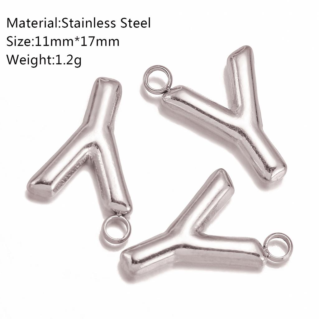 3Pcs Bubble Alphabet Charm Silver Color Stainless Steel Initial English Letter Pendant DIY Bracelet/Necklace Gift Jewelry Making