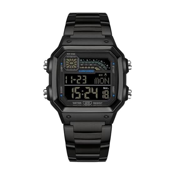 Men s Digital Watch Multifunctional Sports Watch LED Backlight Luminous Display Dual Time Stopwatch Alarm Alarm Clock 5ATM Waterproof Shockproof