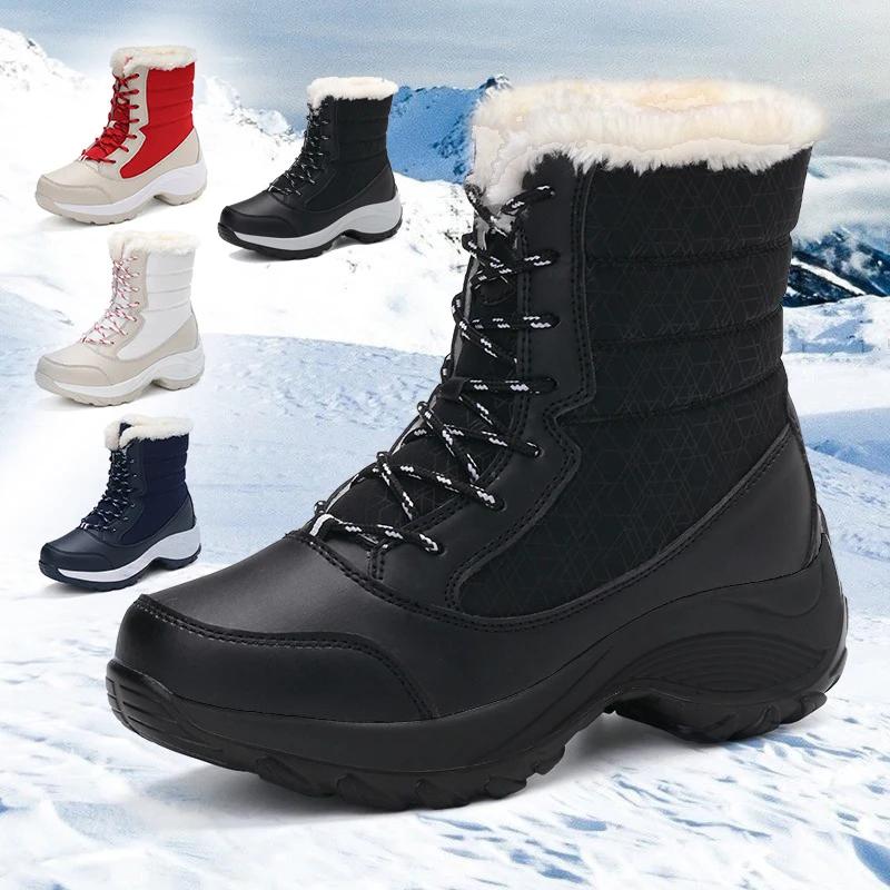 Winter Shoes Fashion Platform Snow Boots Outdoors Waterproof Shoes for Women Plush Keep Warm Thigh High Boots Winter Ankle Boots