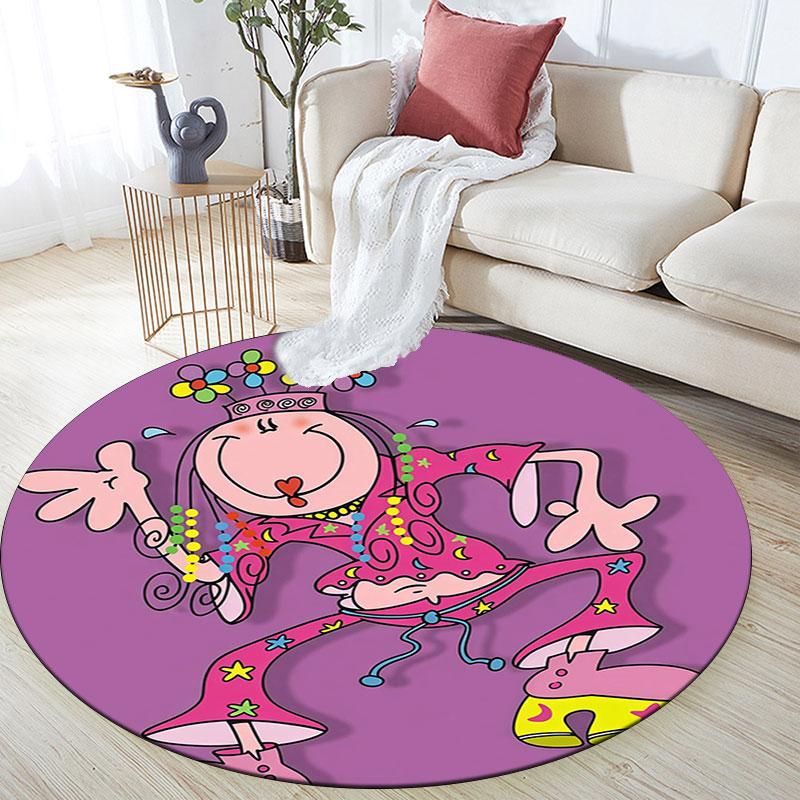 Groovy Chick,Round Area Rug,Carpet Rug for Living Room Bedroom Sofa Playroom Decor,Non-slip Floor Mat
