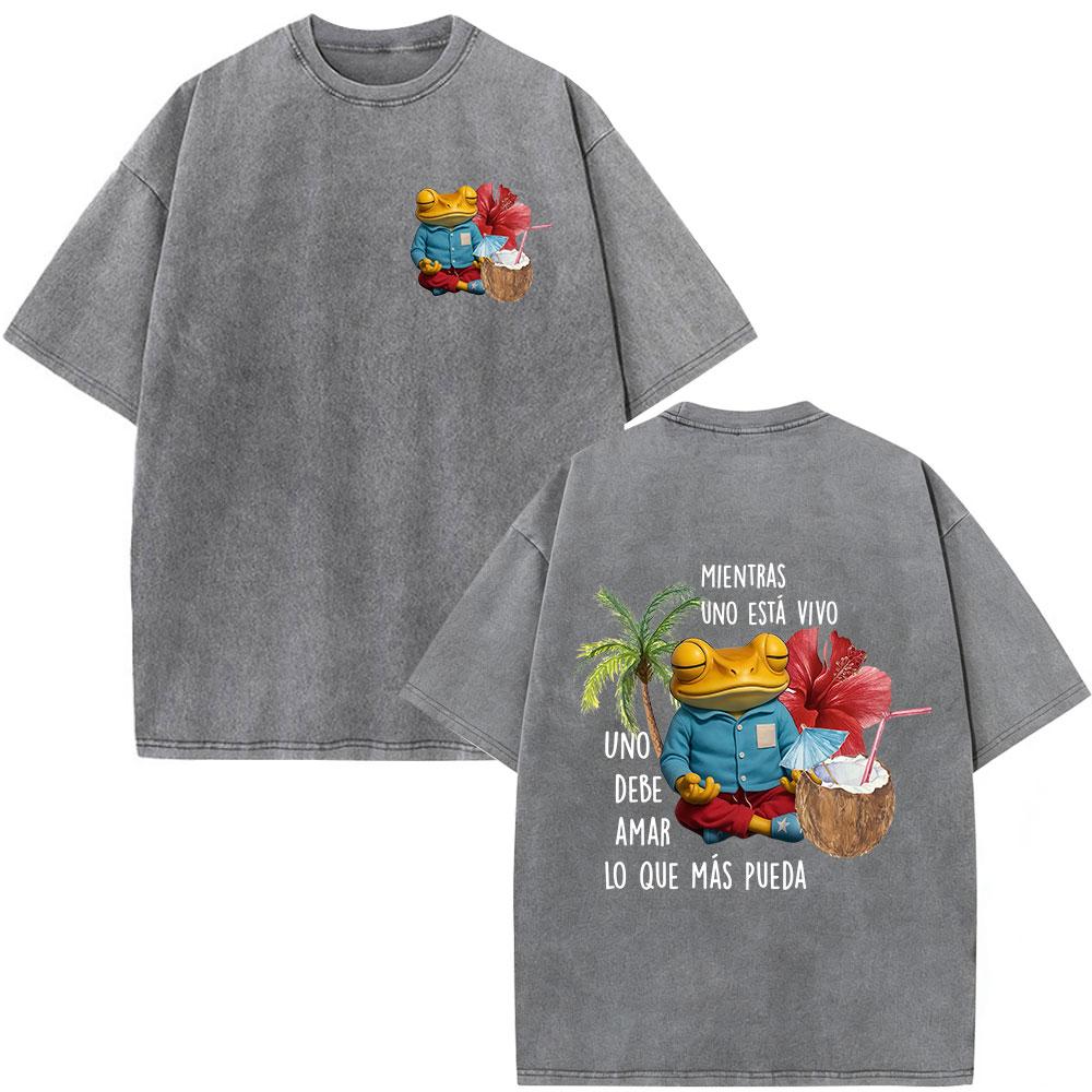 Vintage Washed Rapper Bad Bunny Debi Tirar Mas Fotos DTMF T Shirts Men Women Summer Clothing Fashion Hip Hop Tshirts Streetwear