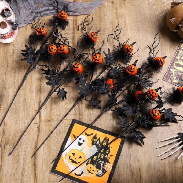 Halloween Centerpieces Black Pumpkins Floral Arrangement Adjustable Stem Plastic Decoration For Themed Parties Family Gatherings